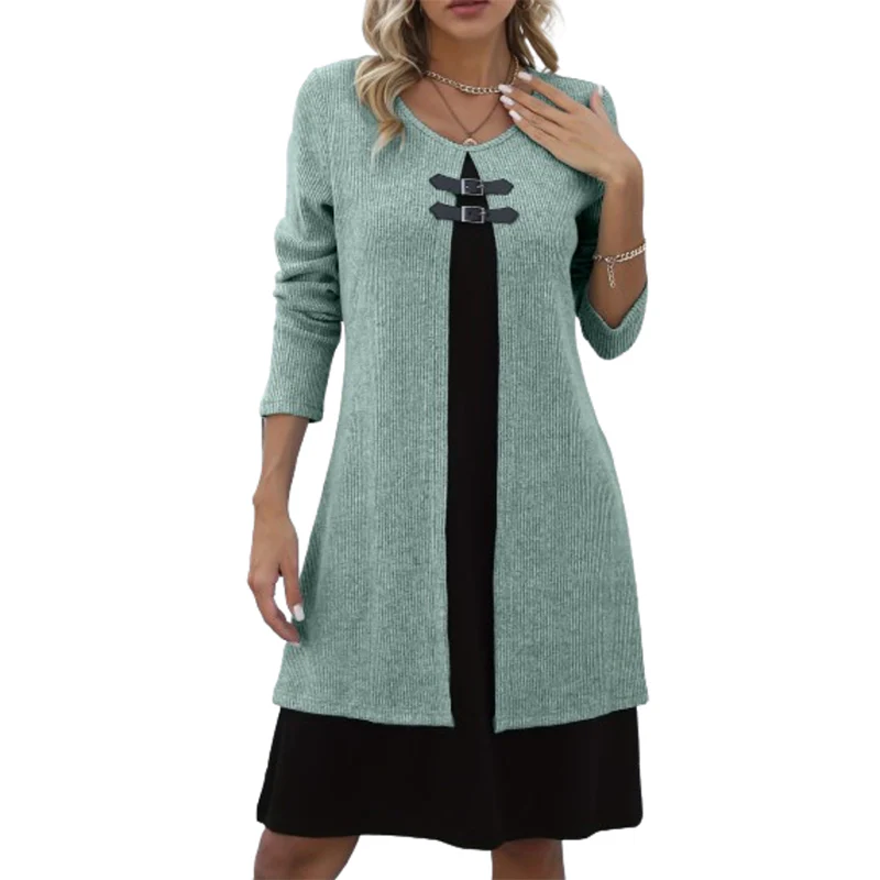 👗40 % OFF !📢Women's Faux Two-Piece A-Line Knee-Length Dress - Image 2