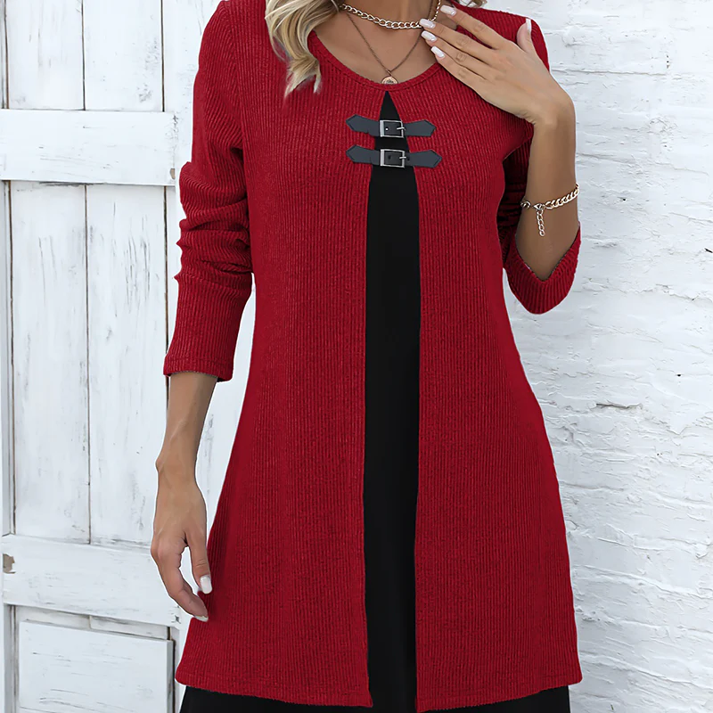 👗40 % OFF !📢Women's Faux Two-Piece A-Line Knee-Length Dress - Image 3