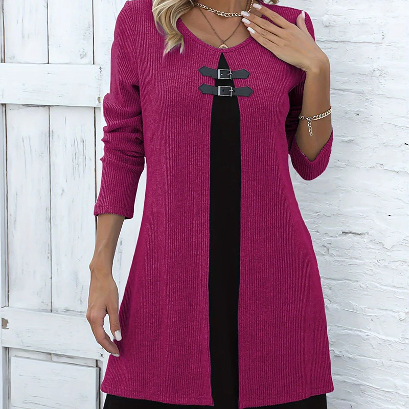 👗40 % OFF !📢Women's Faux Two-Piece A-Line Knee-Length Dress - Image 4