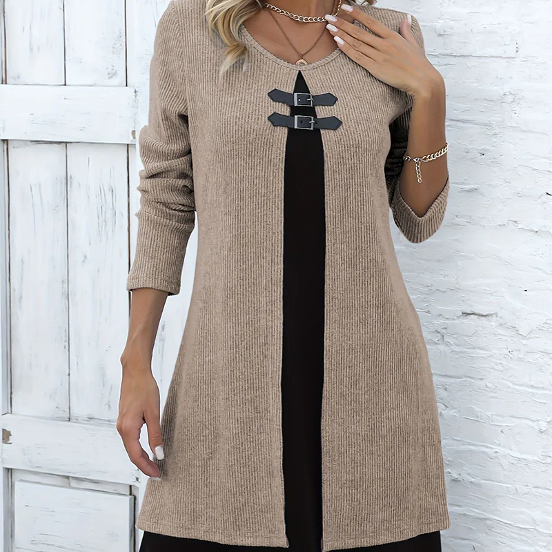 👗40 % OFF !📢Women's Faux Two-Piece A-Line Knee-Length Dress - Image 5