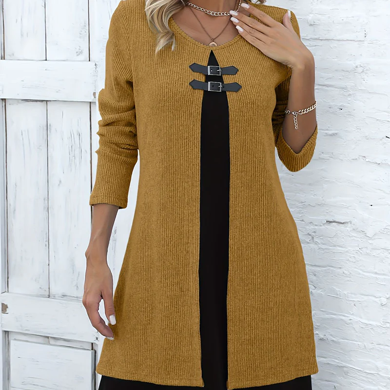 👗40 % OFF !📢Women's Faux Two-Piece A-Line Knee-Length Dress - Image 6