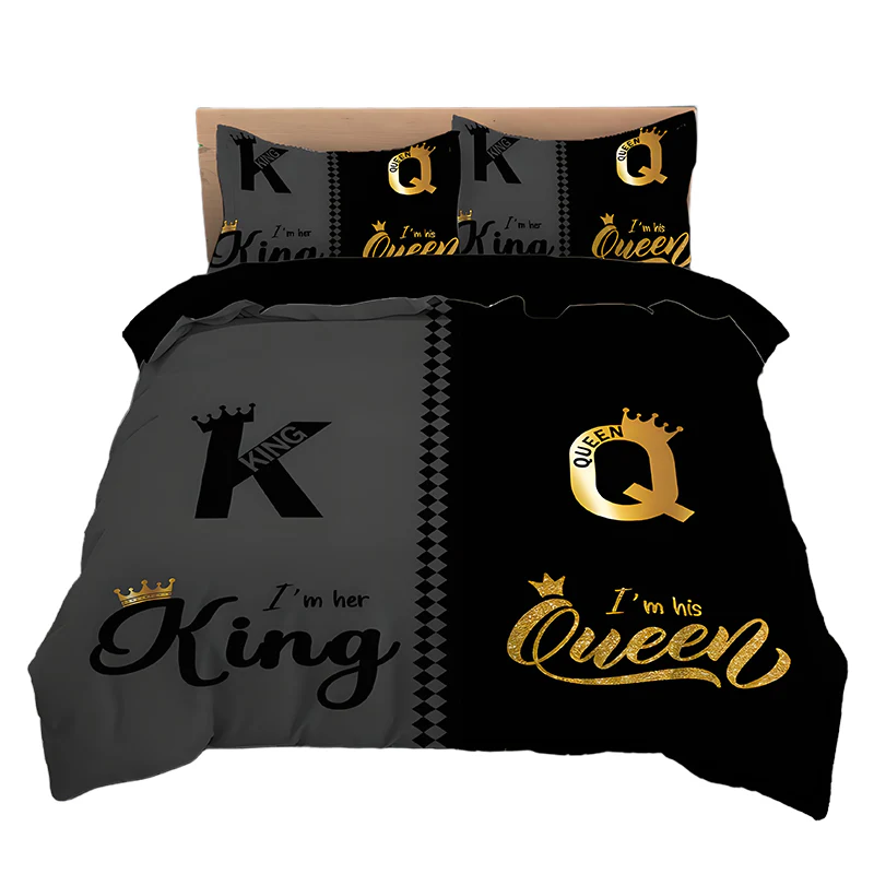 👑3-Piece "King & Queen" Couple's Duvet Cover Set - Image 2