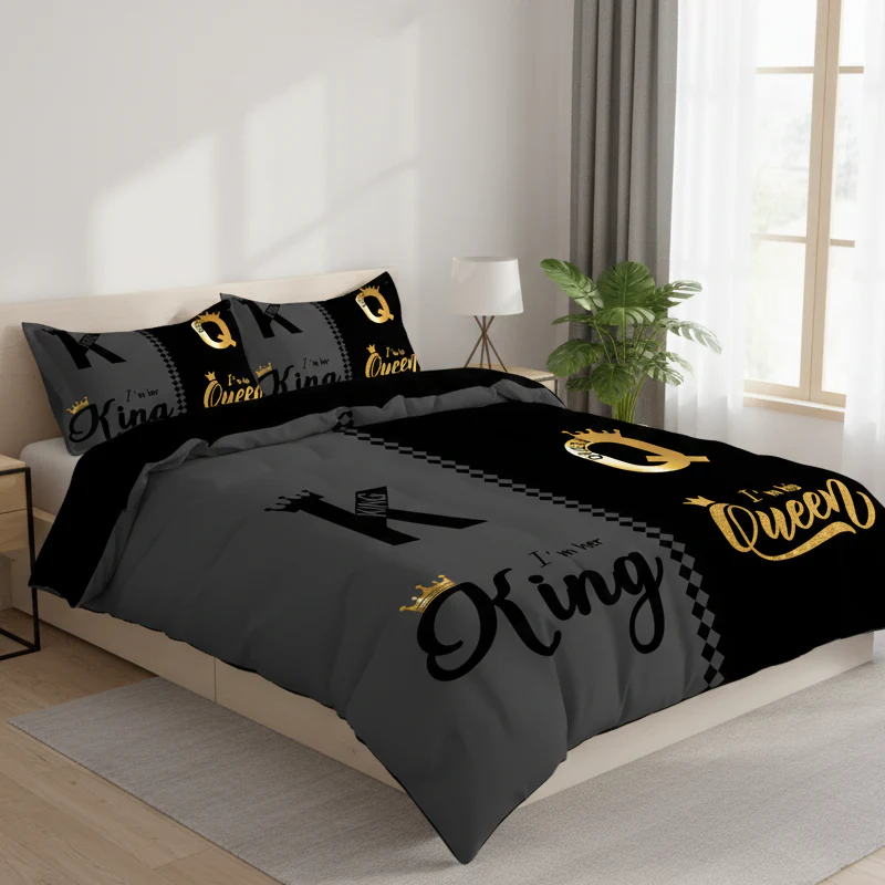 👑3-Piece "King & Queen" Couple's Duvet Cover Set - Image 8