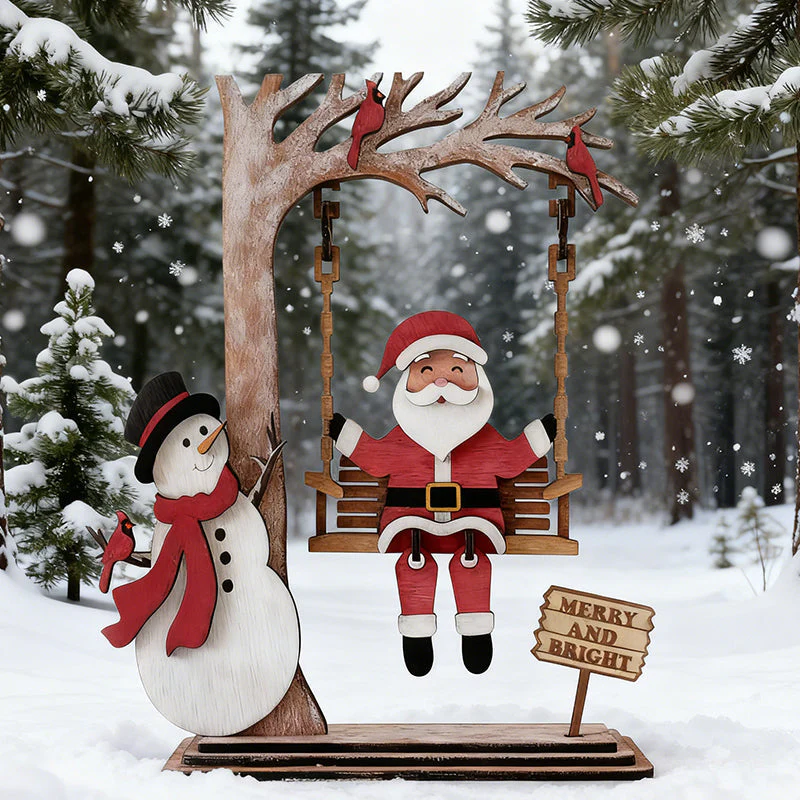 📢50 % OFF !!⏰3D Wooden Santa on Swing Tabletop Decor - Image 4