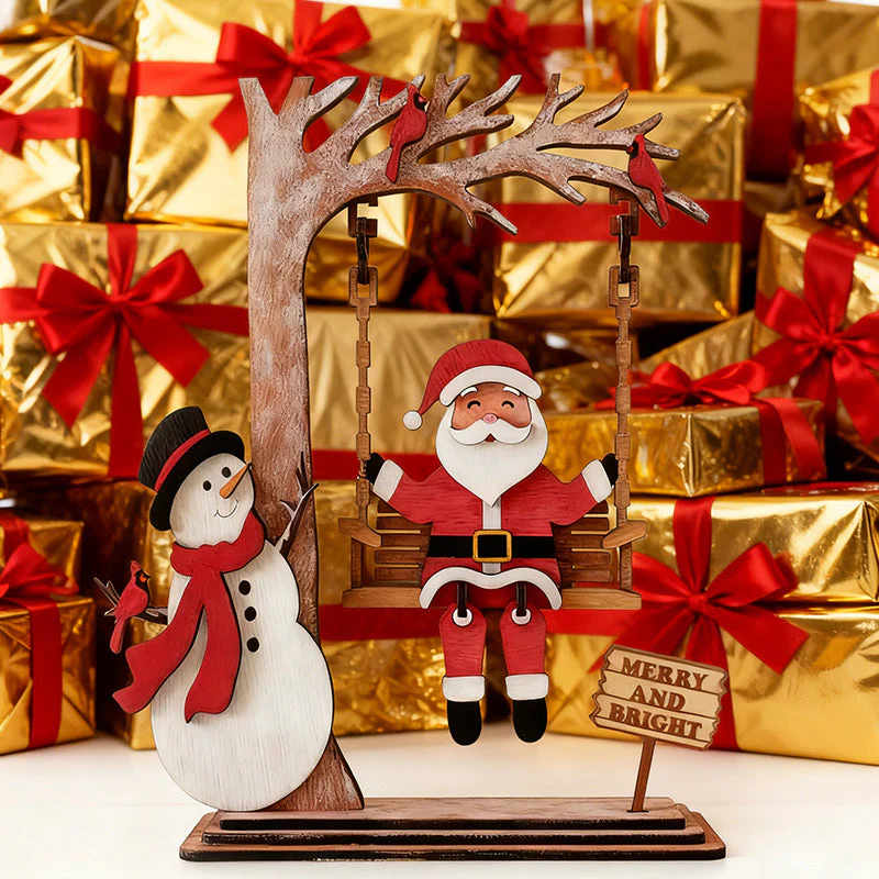 📢50 % OFF !!⏰3D Wooden Santa on Swing Tabletop Decor - Image 5