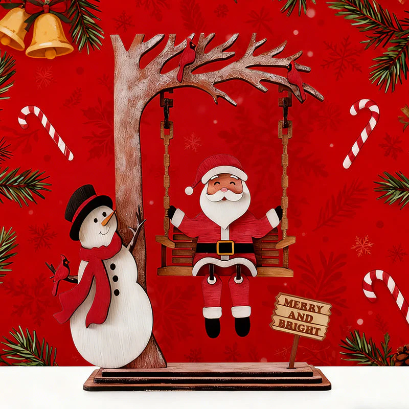 📢50 % OFF !!⏰3D Wooden Santa on Swing Tabletop Decor - Image 7