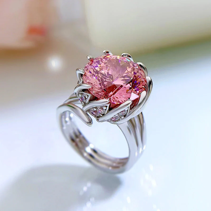 6 Carat Pink Lotus Zircon Ring - Image 4
