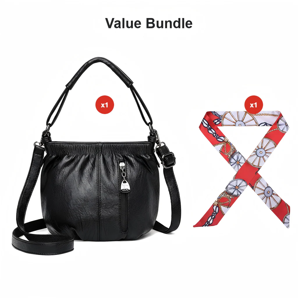 🎀2026 New Arrival🔥Casual Pleated Bucket Soft Leather Handbag Shoulder Bag - Image 15