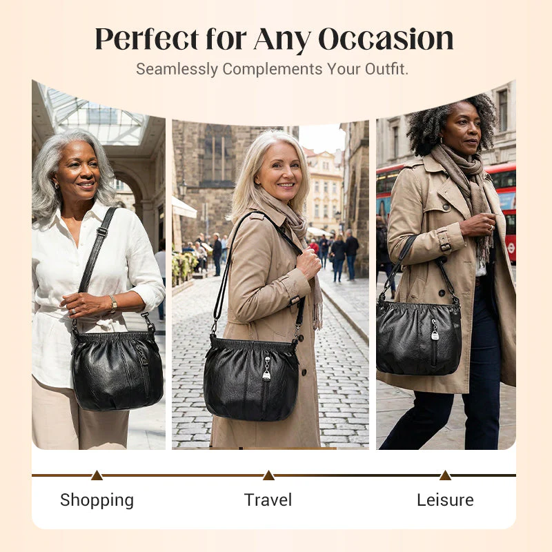 🎀2026 New Arrival🔥Casual Pleated Bucket Soft Leather Handbag Shoulder Bag - Image 7