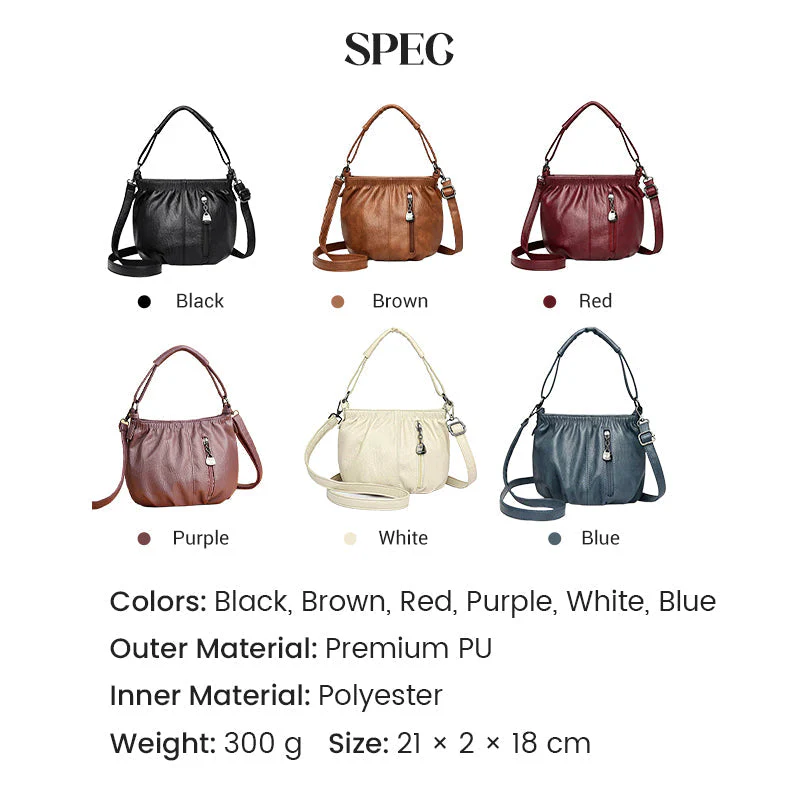 🎀2026 New Arrival🔥Casual Pleated Bucket Soft Leather Handbag Shoulder Bag - Image 8