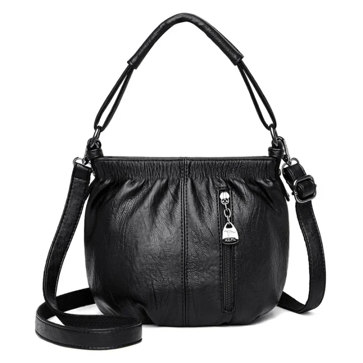 🎀2026 New Arrival🔥Casual Pleated Bucket Soft Leather Handbag Shoulder Bag - Image 9