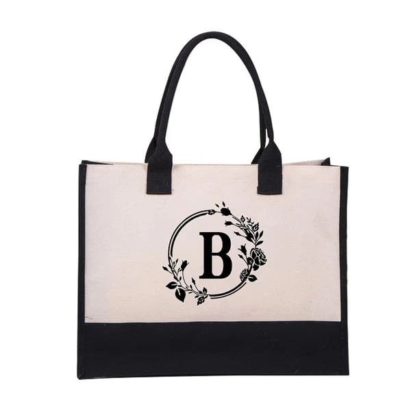 Perfect Gift-DIY Letter Canvas Bag Women Hit Color Simple Shoulder Shopping Tote Handbag - Image 28