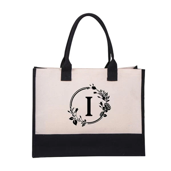 Perfect Gift-DIY Letter Canvas Bag Women Hit Color Simple Shoulder Shopping Tote Handbag - Image 35