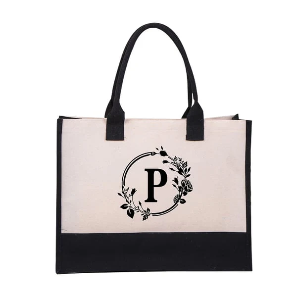 Perfect Gift-DIY Letter Canvas Bag Women Hit Color Simple Shoulder Shopping Tote Handbag - Image 42