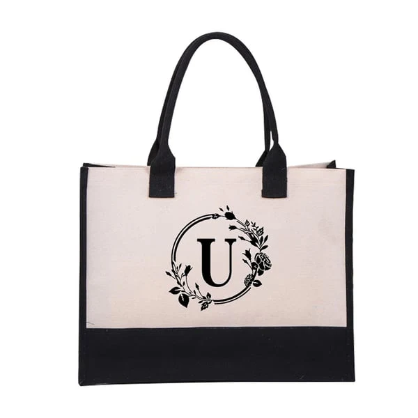 Perfect Gift-DIY Letter Canvas Bag Women Hit Color Simple Shoulder Shopping Tote Handbag - Image 47