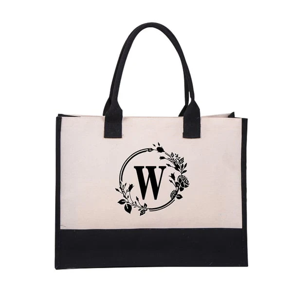 Perfect Gift-DIY Letter Canvas Bag Women Hit Color Simple Shoulder Shopping Tote Handbag - Image 49