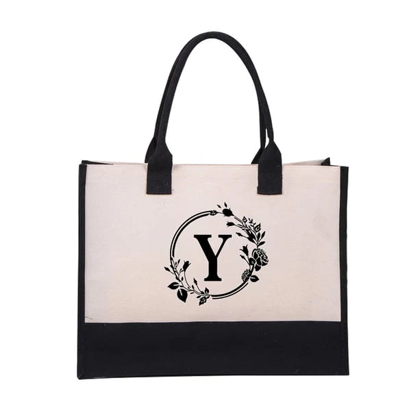 Perfect Gift-DIY Letter Canvas Bag Women Hit Color Simple Shoulder Shopping Tote Handbag - Image 51