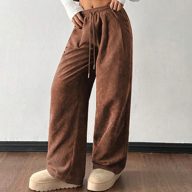 ✨💖 Retro-Chic Vibe | High-Waist Corduroy Trousers | Textured & Relaxed Fit 🕶️ - Image 10