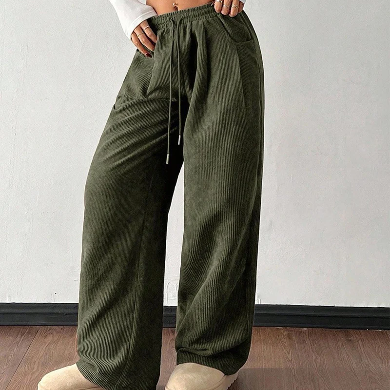 ✨💖 Retro-Chic Vibe | High-Waist Corduroy Trousers | Textured & Relaxed Fit 🕶️ - Image 15