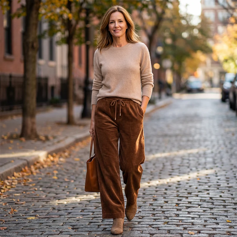 ✨💖 Retro-Chic Vibe | High-Waist Corduroy Trousers | Textured & Relaxed Fit 🕶️ - Image 2