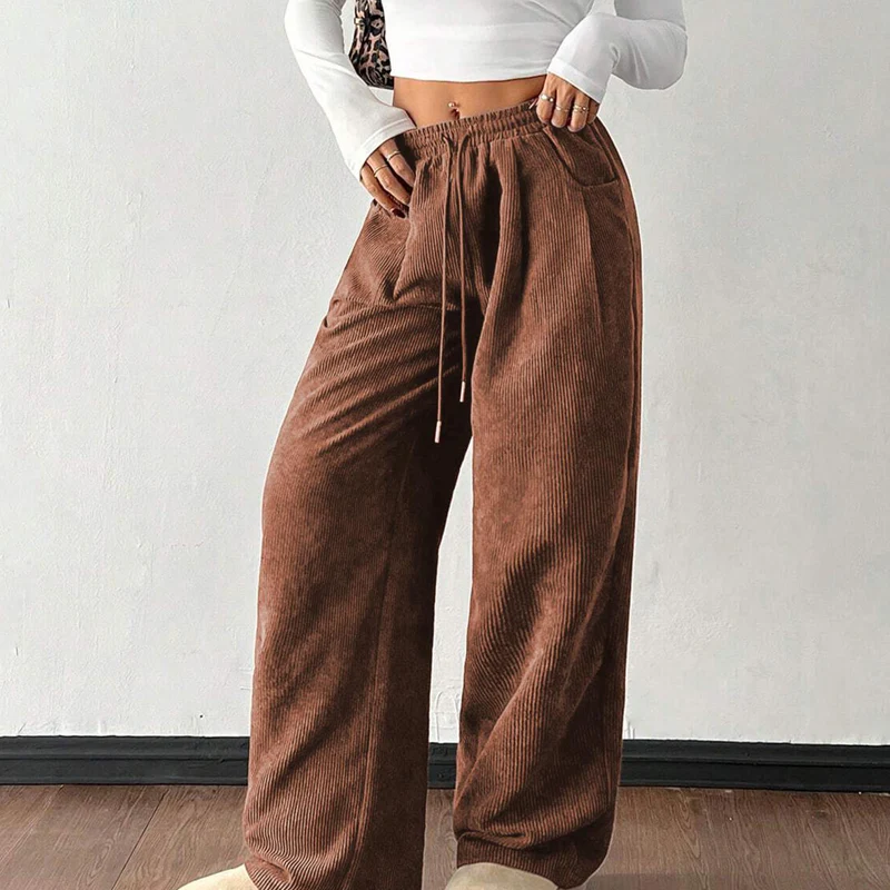 ✨💖 Retro-Chic Vibe | High-Waist Corduroy Trousers | Textured & Relaxed Fit 🕶️ - Image 4