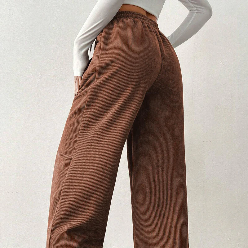 ✨💖 Retro-Chic Vibe | High-Waist Corduroy Trousers | Textured & Relaxed Fit 🕶️ - Image 5