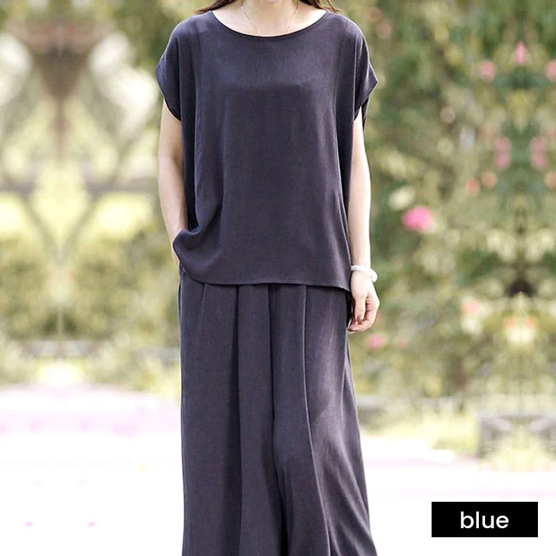 Solid color casual wide-leg pants set - Image 5