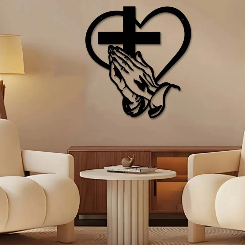 🎅🏻Christmas Sale🎁Elegant Christian Heart & Cross Wall Art - Image 3