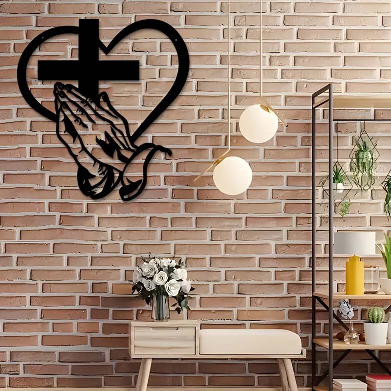 🎅🏻Christmas Sale🎁Elegant Christian Heart & Cross Wall Art - Image 5
