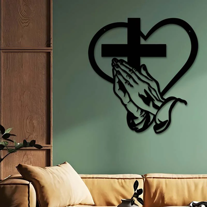 🎅🏻Christmas Sale🎁Elegant Christian Heart & Cross Wall Art - Image 6