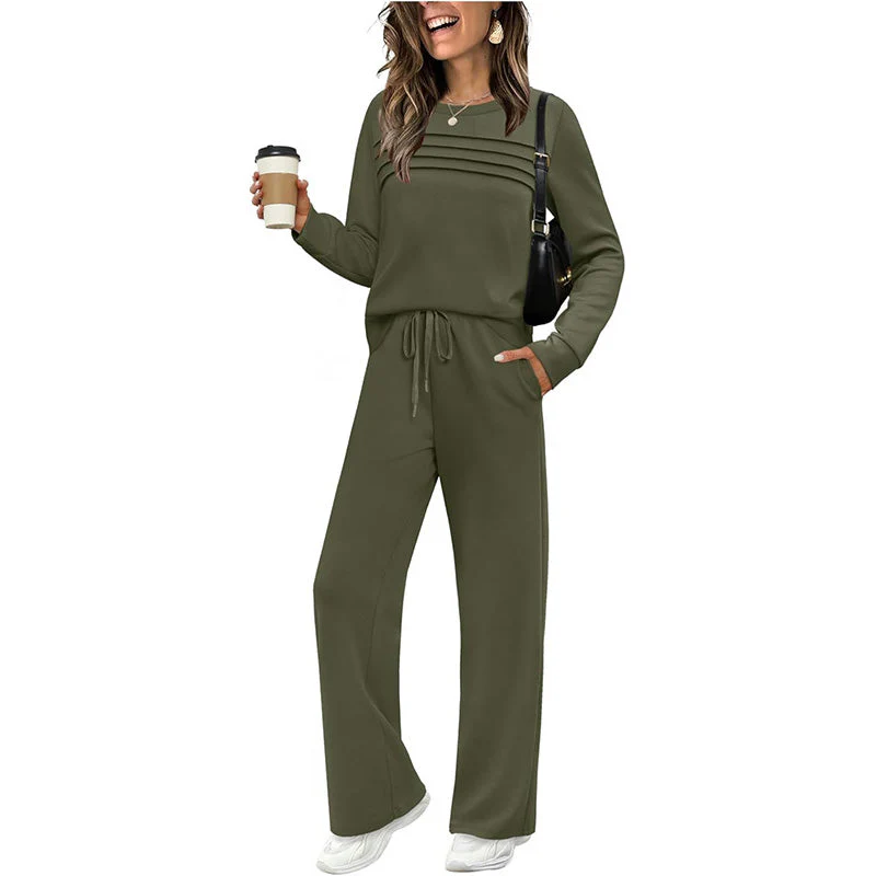 🔥40% OFF!💓Women's Crew Neck Top & Drawstring Pants Set - Image 15