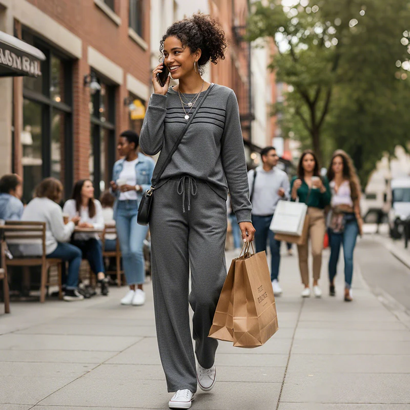 🔥40% OFF!💓Women's Crew Neck Top & Drawstring Pants Set - Image 5