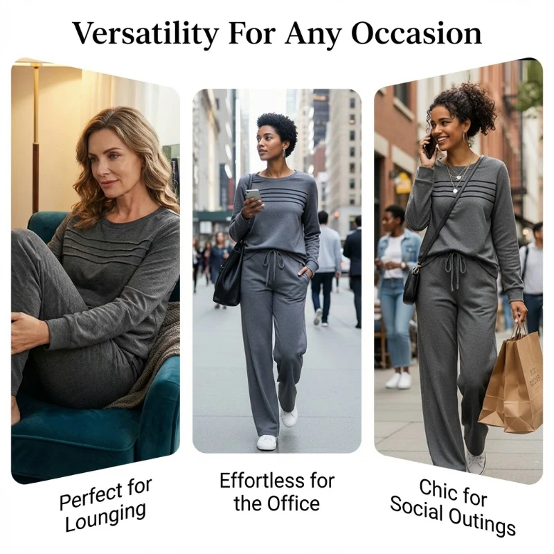 🔥40% OFF!💓Women's Crew Neck Top & Drawstring Pants Set - Image 8