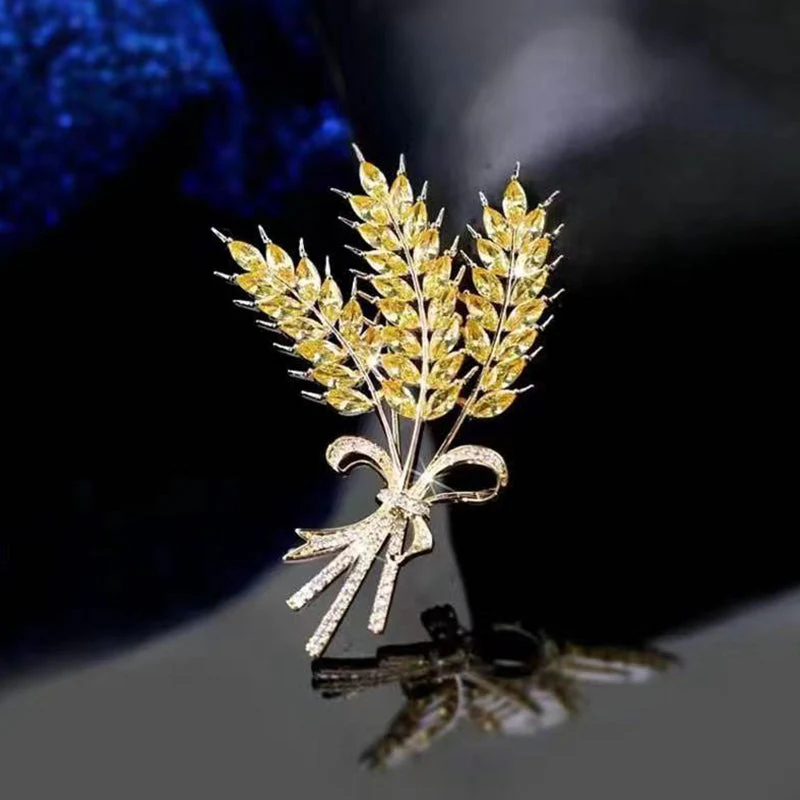 Crystal Wheat Ears Brooch - Image 3