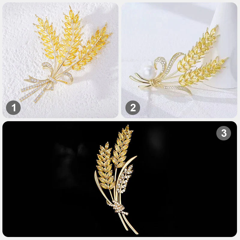 Crystal Wheat Ears Brooch - Image 8