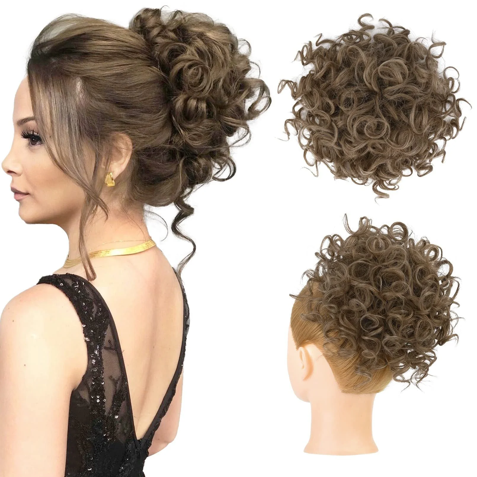 Elastic Drawstring Loose Short Curly Bun - Image 11
