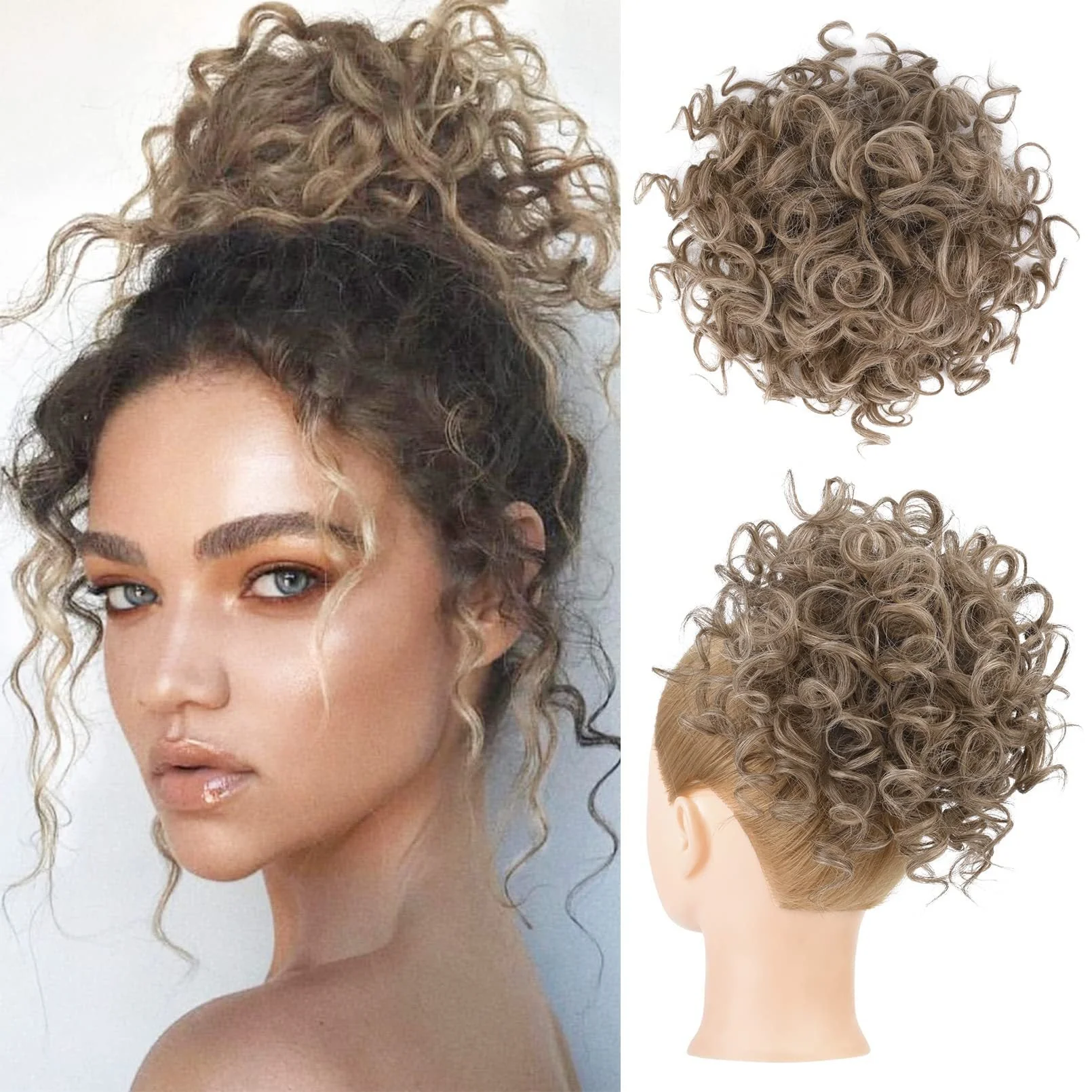 Elastic Drawstring Loose Short Curly Bun - Image 4