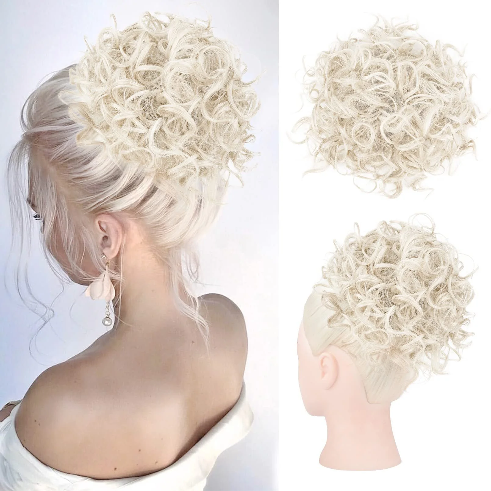 Elastic Drawstring Loose Short Curly Bun - Image 6