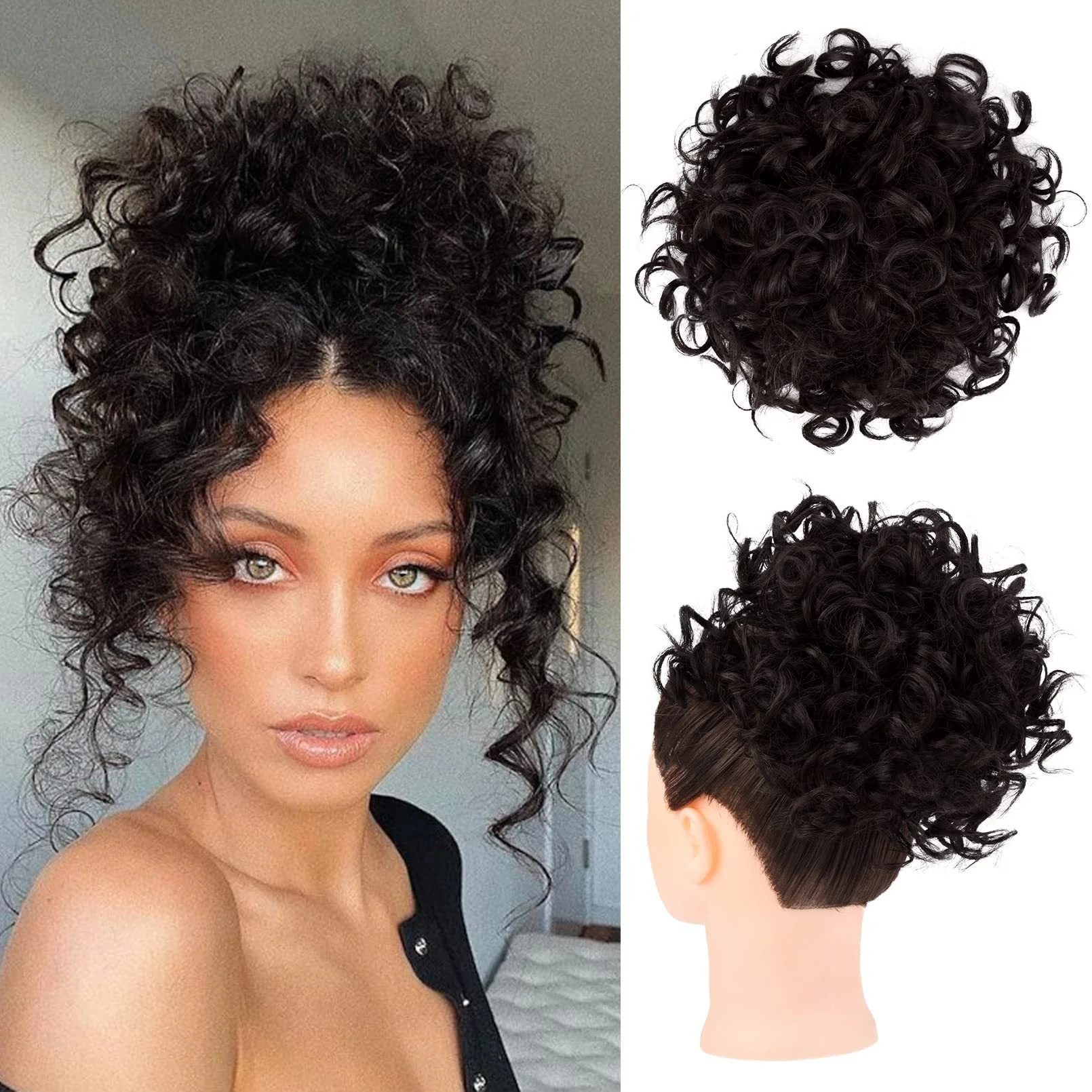 Elastic Drawstring Loose Short Curly Bun - Image 7