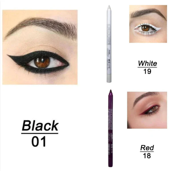 14-Pack Eyeliner Pencil Waterproof Colored Gel Liners with Metallic & Shimmer Finishes Smudge-Proof - Image 20