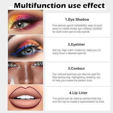 14-Pack Eyeliner Pencil Waterproof Colored Gel Liners with Metallic & Shimmer Finishes Smudge-Proof - Image 3