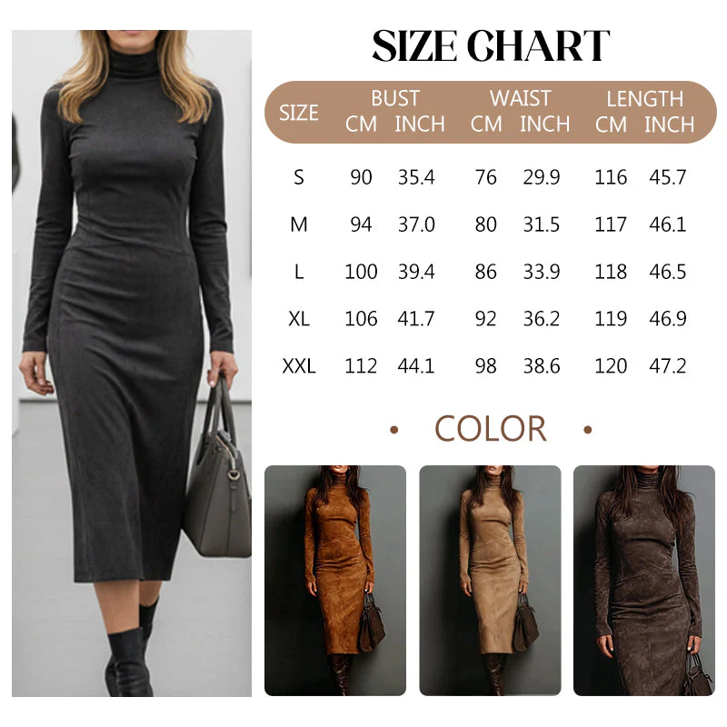 🎁Meet Christmas 40% OFF🎄|Elegant Turtleneck Long-Sleeve Bodycon Dress - Image 8