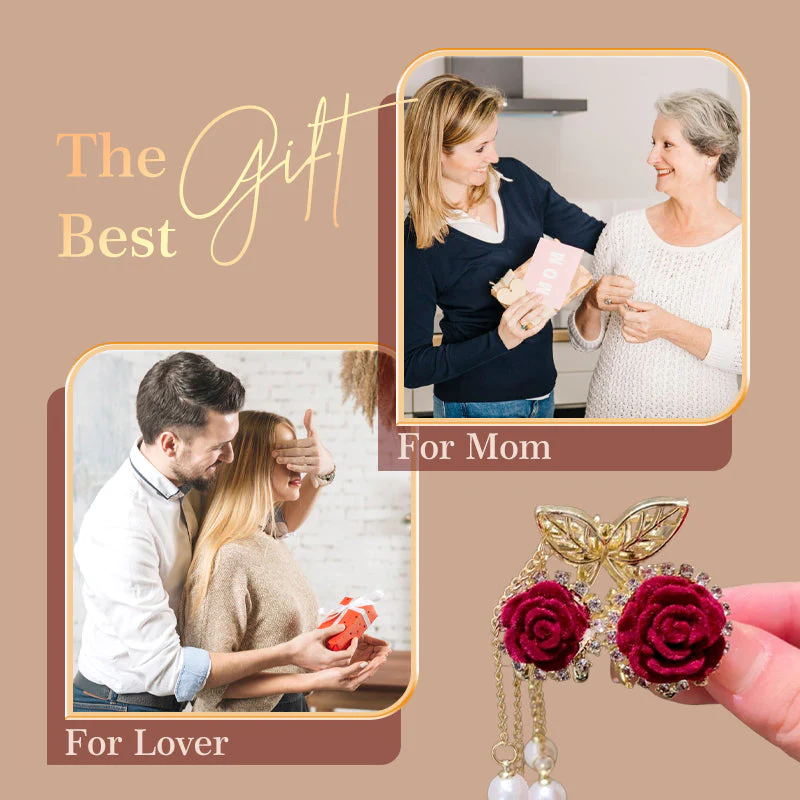 Elegant Velvet Rose Hair Clip with Pearls - Image 8