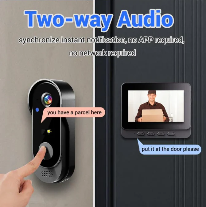 🔥New Year's Special Offer 40%OFF🎉Wireless doorbell camera: 1080P, 170° angle, 4.3-inch screen, IPX65 outdoor waterproof, night vision - Image 4