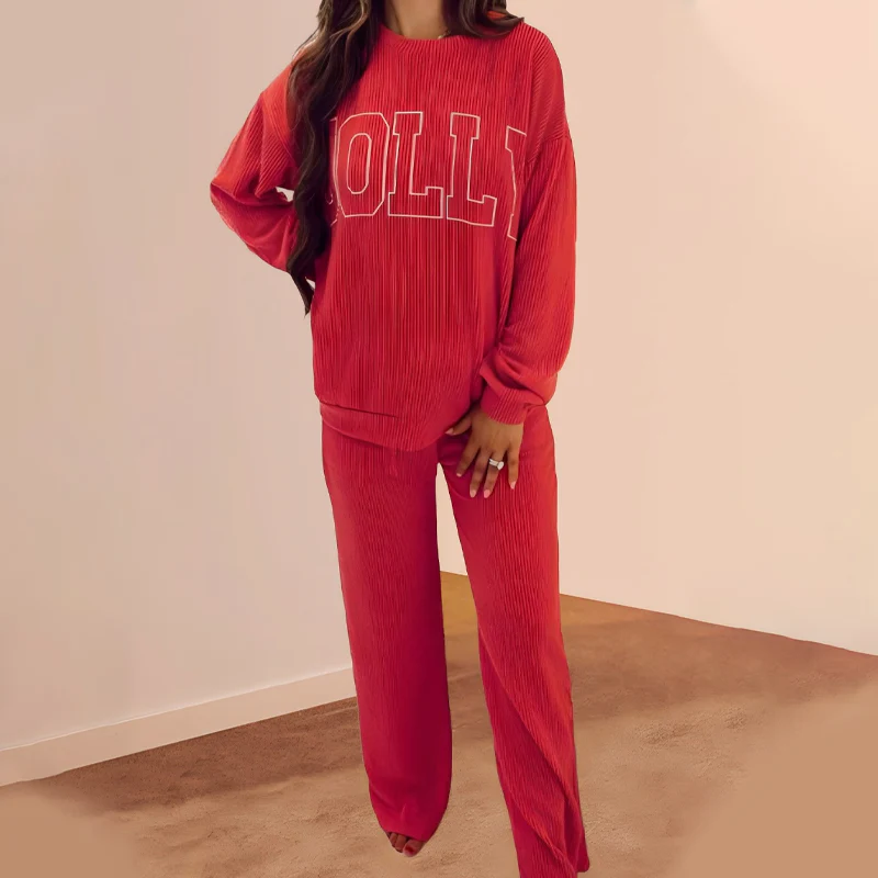 ⏳40% off⏰Festive Stripe 2-Piece Set: Long-Sleeve Top & Drawstring Wide-Leg Pants👚👖 - Image 6