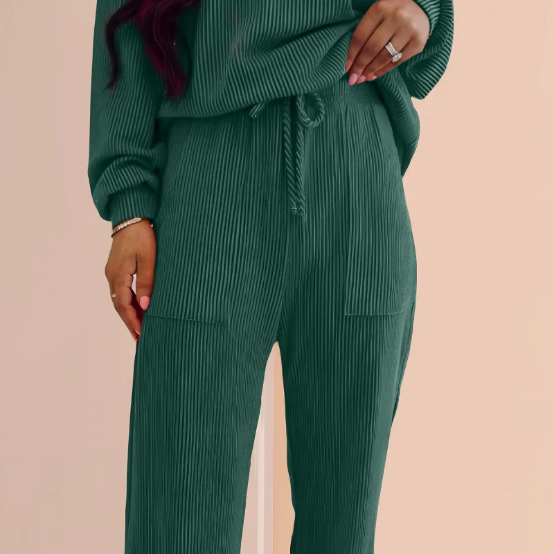 ⏳40% off⏰Festive Stripe 2-Piece Set: Long-Sleeve Top & Drawstring Wide-Leg Pants👚👖 - Image 9