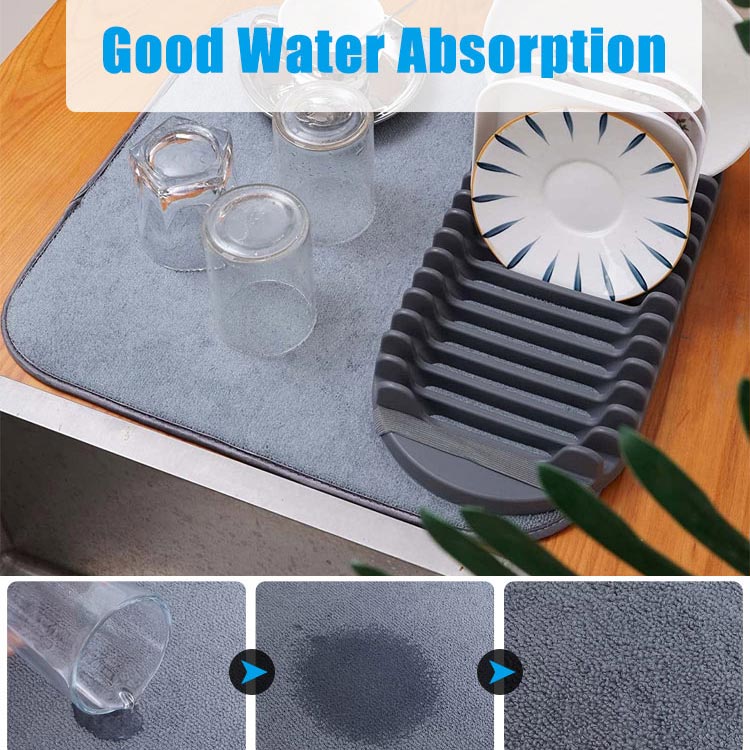Pousbo® Kitchen Countertop Lightweight Foldable Draining Mat with Rack - Image 3