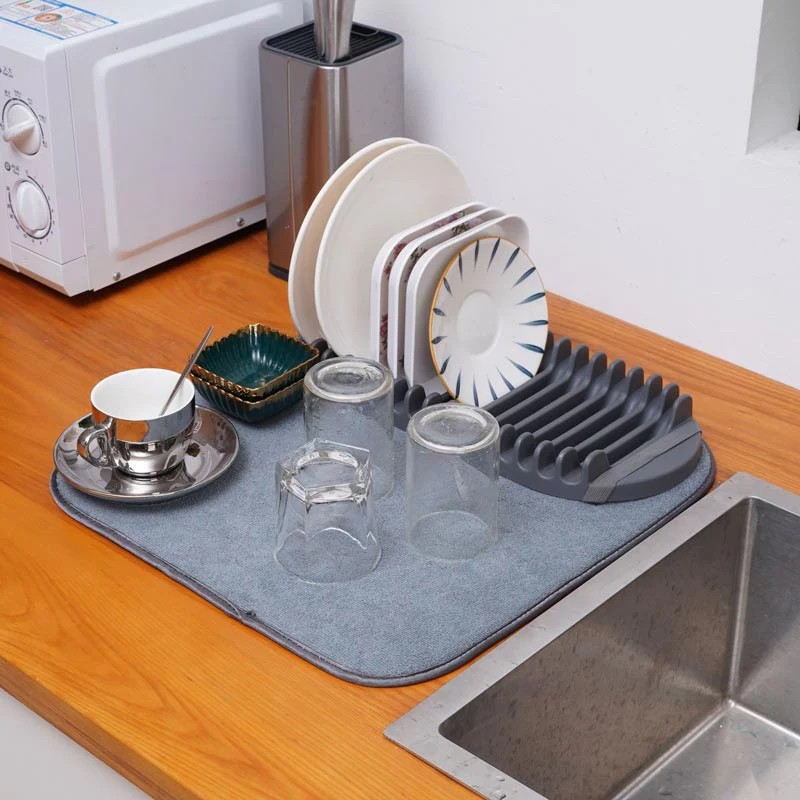 Pousbo® Kitchen Countertop Lightweight Foldable Draining Mat with Rack - Image 4