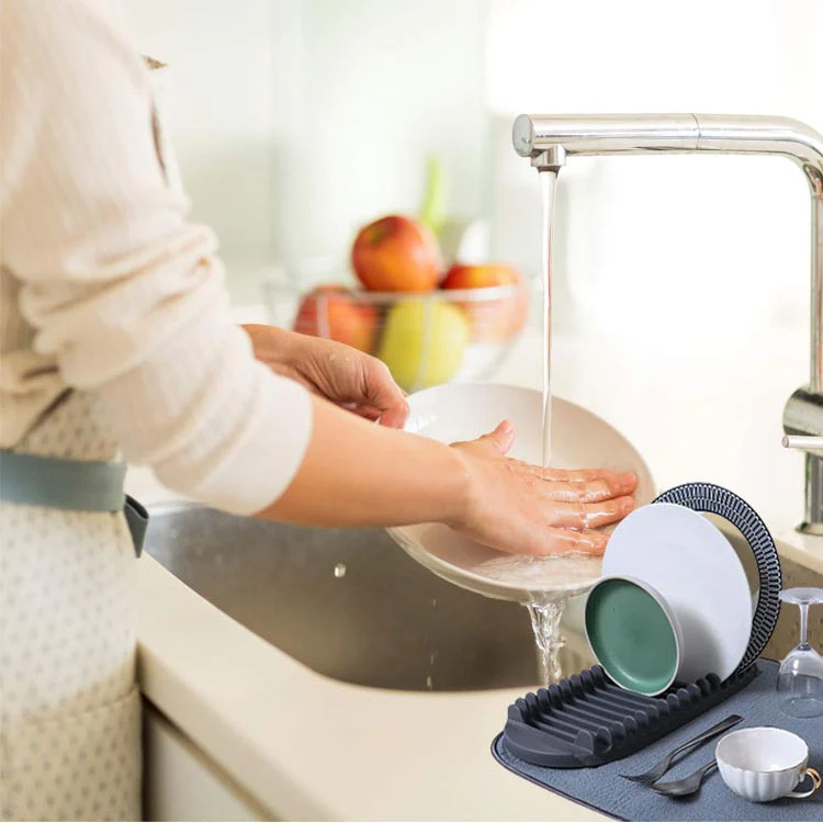 Pousbo® Kitchen Countertop Lightweight Foldable Draining Mat with Rack - Image 5