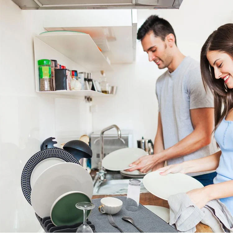 Pousbo® Kitchen Countertop Lightweight Foldable Draining Mat with Rack - Image 8